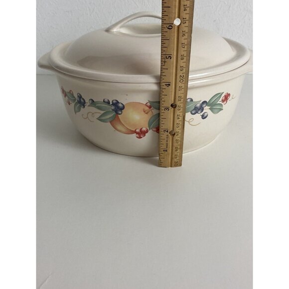 VTG Corelle Coordinates Covered Casserole Abundance Fruit Stoneware 2.5 Quart - Picture 9 of 10